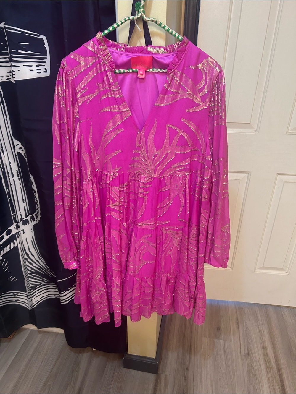 Lilly Pulitzer Fuchsia dress  with Gold Metallic Print